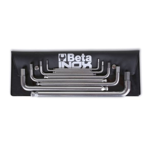 Beta 96BPINOX/B9 6 darabos hatlapfejű hajlított belső kulcs rozsdamentes acélból, tasakban