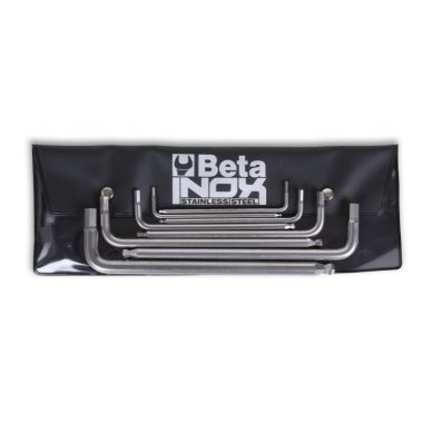  Beta 96BPINOX-AS/B8 7 darabos hatlapfejű hajlított belső kulcs gömbös szélekkel, rozsdamentes acélból, tasakban