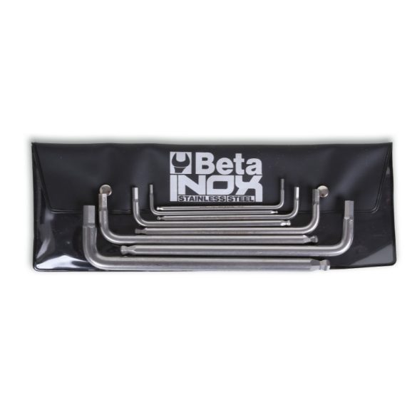 Beta 96BPINOX-AS/B8 7 darabos hatlapfejű hajlított belső kulcs gömbös szélekkel, rozsdamentes acélból, tasakban