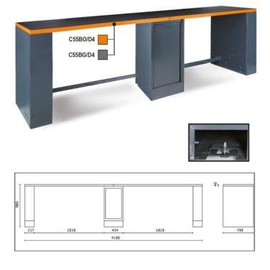 Beta C55B-D4 4 méteres kettős munkalap középső lábbal