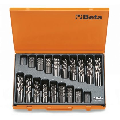 Beta 412/C150 professzionális 150 darabos rövid csigafúró készlet fém tárolódobozban