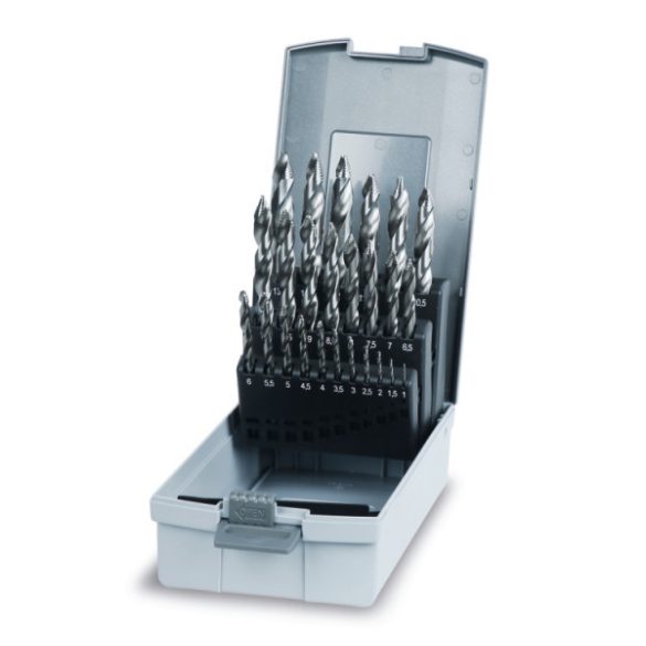 Beta 416G/SP25 25 darabos HSS fúrókészlet lépcsős fúrócsúccsal fémdobozban