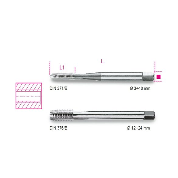 Beta 428FP 8 Egyenes hornyú gépi menetfúró, HSS