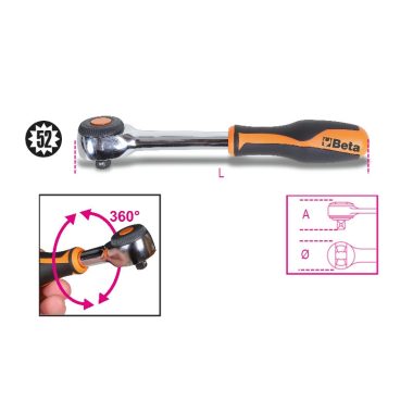 Beta 910/58 Irányváltós racsni 3/8" 52 fogú