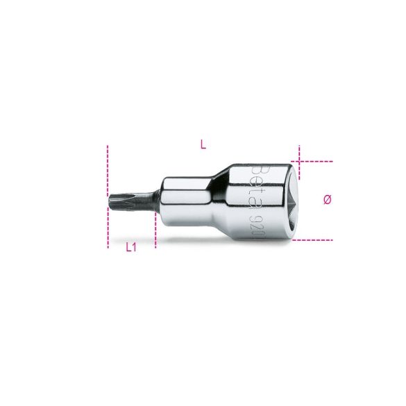 Beta 920TX-L 55 1/2"-osTorx® imbusz-dugókulcs, krómozott, barnított hegy 1/2"-os