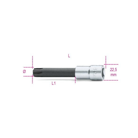 Beta 920ES-XL 16 1/2"-os speciális imbusz-dugókulcs, krómozott, fekete hegy 1/2"-os