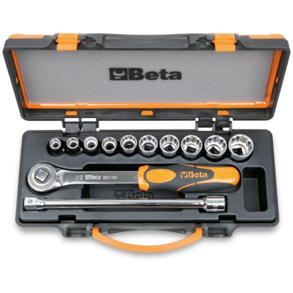 Beta 920AS/C10 10 tizenkétszögű dugókulcs és 2 tartozék fémdobozban