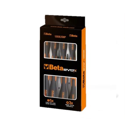 Beta 1203E/D8P Evox nyolcrészes professzionális csavarhúzó készlet lapos és keresztfejű kivitelben