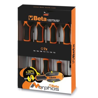 Beta 1227TX/D7 7 darabos professzionális Torx csavarhúzó készlet kiterítve ergonomikus markolattal