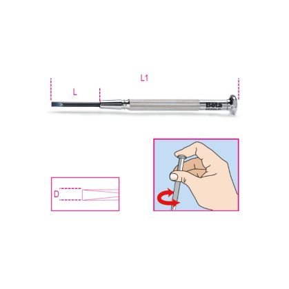   Beta 1229LP Műszerész csavarhúzó hasítottfejű csavarhoz, nikkelezett, barnított