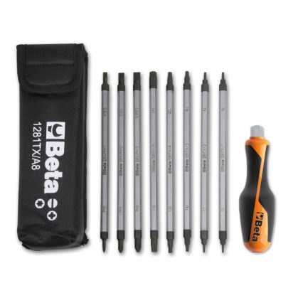   Beta 1281BG-TX/A8 8 darabos csavarhúzószár készlet 1 csavarhúzónyél, tokban