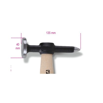   Beta 1353 Karosszériakalapács, kerek lapos fejjel, fanyéllel