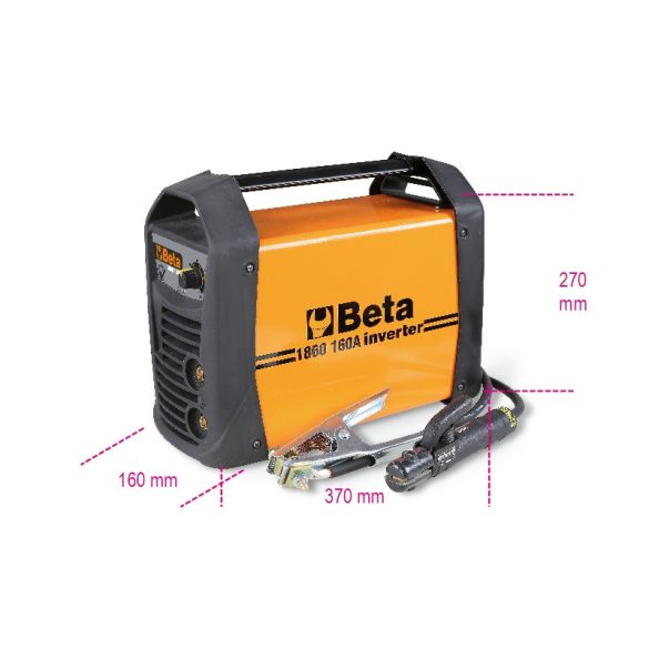 Beta 1860 160A Inverteres hegesztőkészülék egyenáram kimenettel (DC) MMA és TIG elektródás acél hegesztésekhez. kompakt és könnyen szállítható arc force, hotstart, anti-sticking, hővédelem funkciók