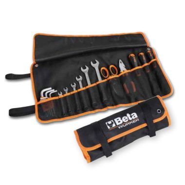 BetaWorker 2002/B20 20 darabos szerszámkészlet kinyitott összetekerhető tokban elrendezve