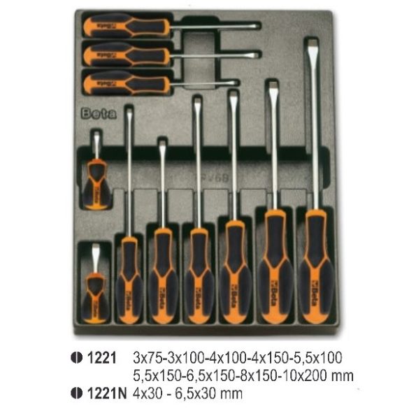 Beta T167MH ABS habszivacs tálca Morphos csavarhúzókkal hasítottfejű csavarokhoz