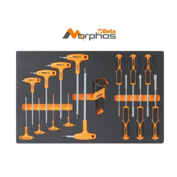 Beta M60MH EVA habszivacs tálca Torx® csavarokhoz, hajlított imbuszkulcsokkal és dugókulcsokkal