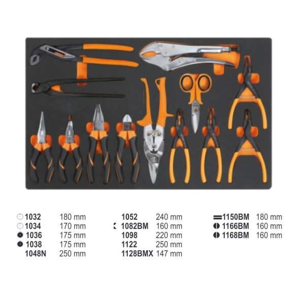 Beta M129 EVA habszivacs tálca laposfogókkal és vágószerszámokkal
