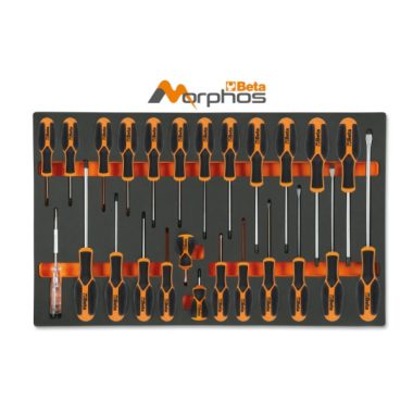   Beta M195MH Puha hőformált tálca 25 db Morphos csavarhúzóval hasítottfejű, Phillips® és Torx® csavarokhoz