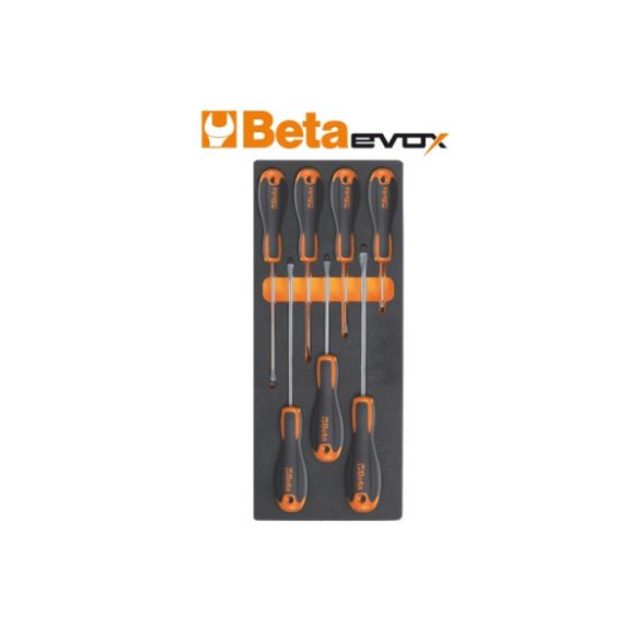 Beta M214 puha hőformált tálca 7 darabos BetaEasy csavarhúzó készlettel és hasítottfejű csavarhúzókkal