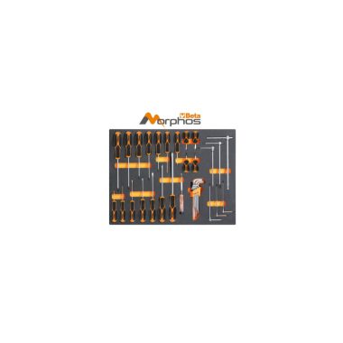 Beta MB44MH 34 részes szerszámkészlet puha hőformált tálcában Morphos csavarhúzókkal és imbuszkulcsokkal