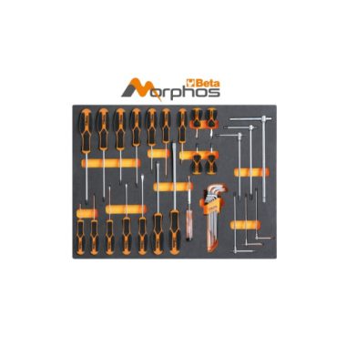   Beta MB44MH EVA habszivacs tálca Morphos csavarhúzókkal hasítottfejű és Phillips® csavarokhoz, és imbuszkulcsokhoz