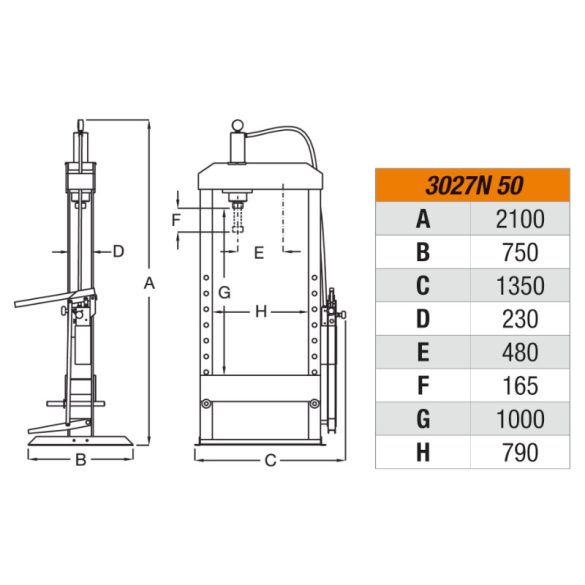 Beta 3027N/50 Hidraulikus asztali prés mozgó dugattyúval