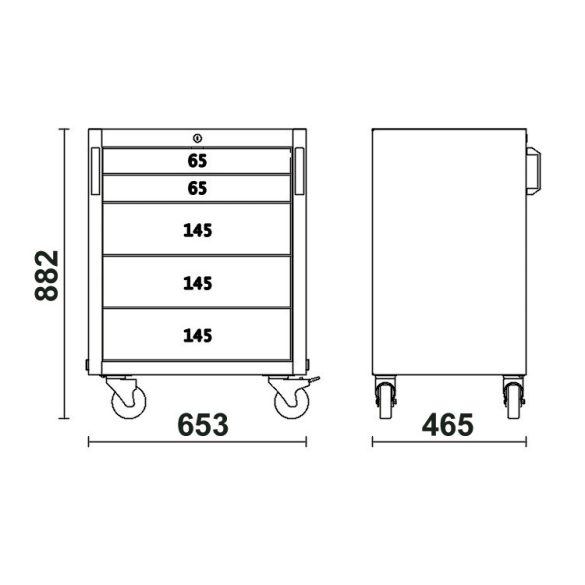 Beta C45PRO 2.0 C5 5 fiókos szerszámkocsi 