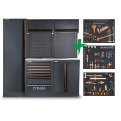   Beta C45PRO 2.0 B7X műhelybútor-kombináció 196 Beta Worker univerzális szerszámból álló választékkal