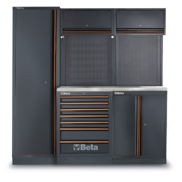 Beta C45PRO 2.0 B7X műhelybútor-kombináció 196 Beta Worker univerzális szerszámból álló választékkal