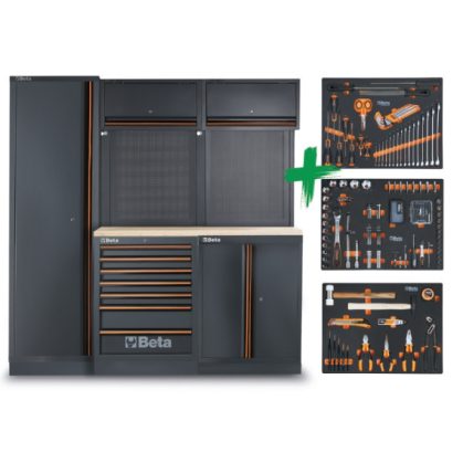   Beta C45PRO 2.0 B7W műhelybútor-kombináció 196 Beta Worker univerzális szerszámból álló választékkal