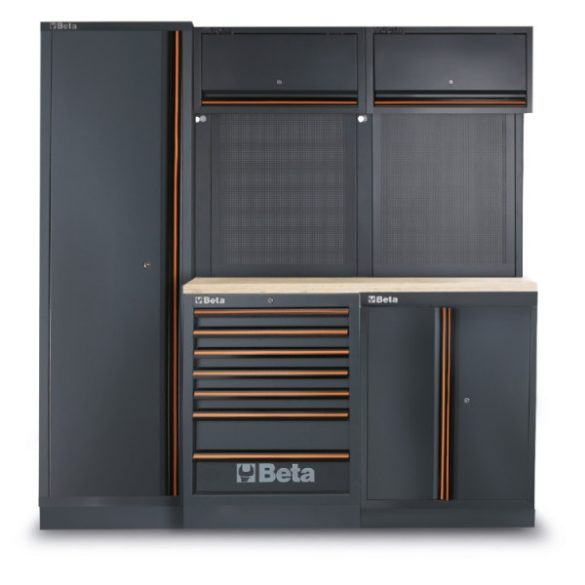 Beta C45PRO 2.0 B7W műhelybútor-kombináció 196 Beta Worker univerzális szerszámból álló választékkal