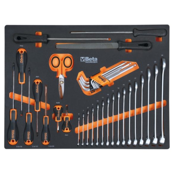 Beta C45PRO 2.0 B7W műhelybútor-kombináció 196 Beta Worker univerzális szerszámból álló választékkal