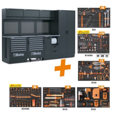 Beta RSC50 2.0 F/411UT professzionális műhelyberendezés 411 darabos szerszámkészlettel és munkalappal