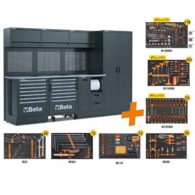 Beta RSC50 2.0 F/445UT komplett műhelyberendezés szerszámokkal, 445 darabos Beta szerszámkészlet tálcákban, RSC50 2.0 moduláris műhelybútor rendszer