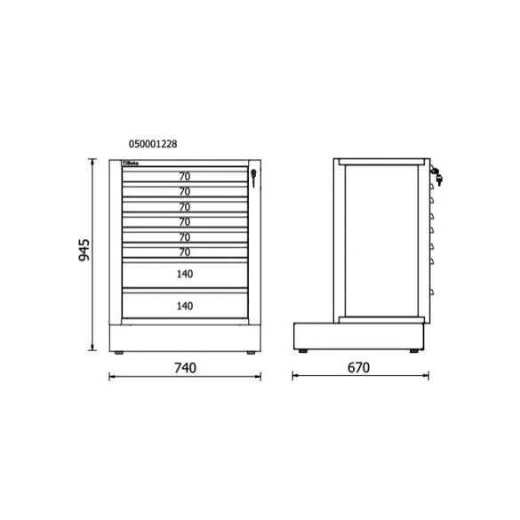 Beta RSC50 2.0 M8 8 fiókos rögzített modul 