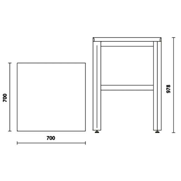 Beta C55KAI-G Sarok munkalap műhelyberendezés összeállításhoz, 700x700 méret lábakkal