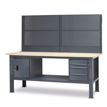   Beta C58BC-W2,1 4CA+SVR Munkapad, 2,1 m hosszú, fa, 4 fiókkal és ajtós modullal