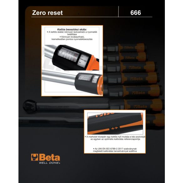 Beta 666/2 Zero-Reset kioldó nyomatékkulcs 1/4 colos 5-25 Nm tartománnyal