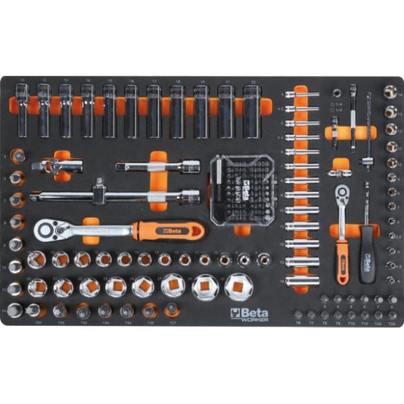 Beta Worker 2400S 7/AUTO 7 fiókos szerszámkocsi 262 darabos szerszámkészlettel és habszivacs tálcákkal