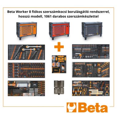 BetaWorker 2400 RSC24AXXL 8 fiókos hosszú szerszámkocsi 1061 darabos szerszámkészlettel