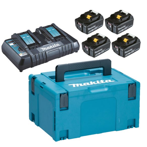 Makita 18V LXT Li-Ion 4x6,0 Ah akku + DC18RD duplatöltő készlet + MAKPAC