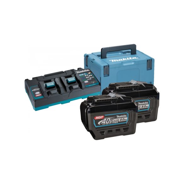 Makita 40Vmax XGT 2x8,0 Ah Li-Ion akku + DC40RB duplatöltö + MAKPAC