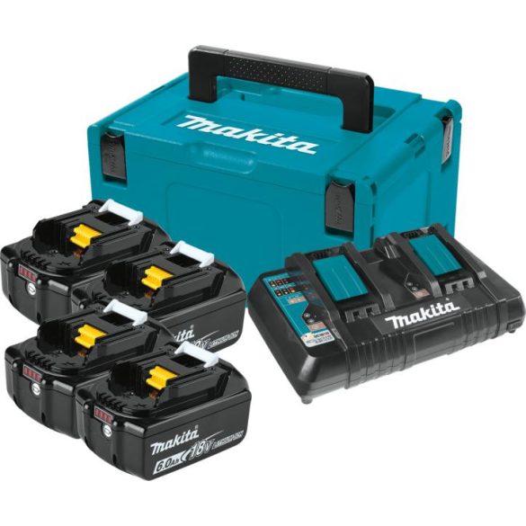 Makita 18V LXT Li-Ion 4x6,0 Ah akku + DC18RD duplatöltő készlet + MAKPAC