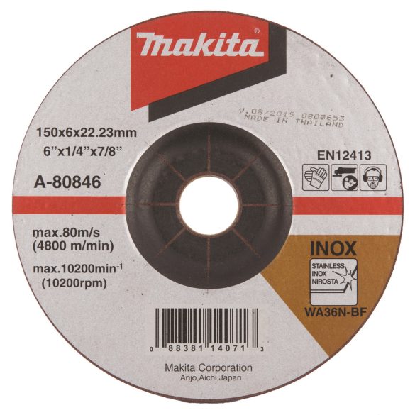 Makita csiszolótárcsa INOX 150x6 mm