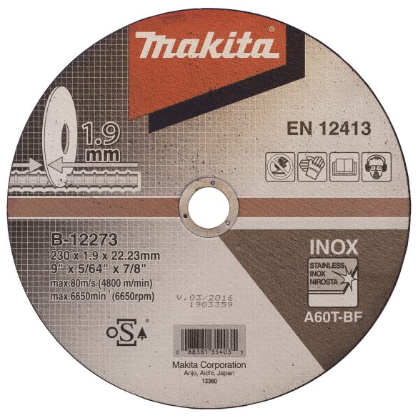 Makita B-12273 vágókorong INOX 230x1,9mm