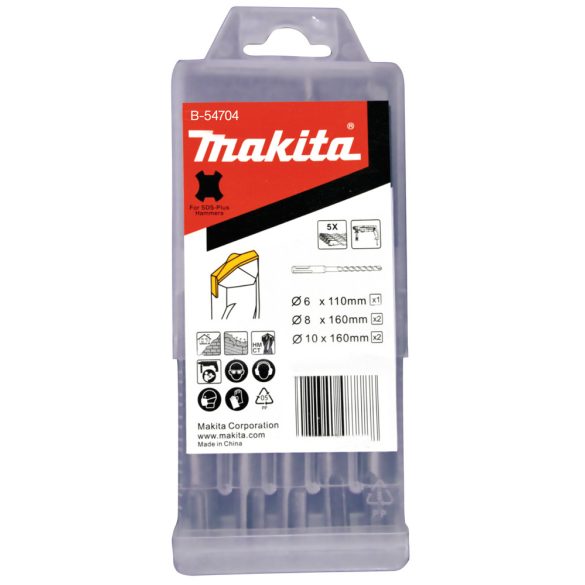 Makita B-54704 SDS-Plus V-plus fúrókészlet 5db-os 6x110mm, 8,8,10,10x160mm