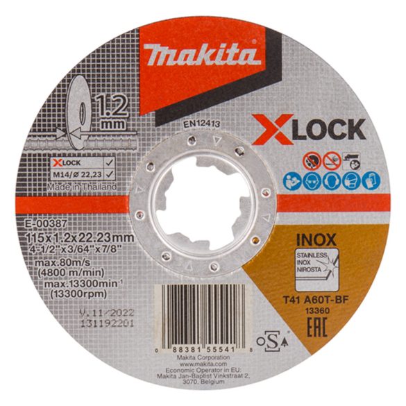 Makita E-00387 X-LOCK vágókorong INOX 115x1.2mm A60T