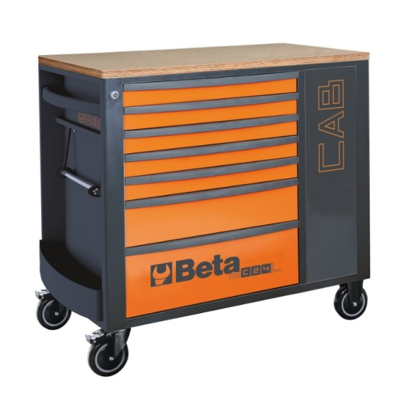 Beta RSC24L-CAB/O 7 fiókos szerszámkocsi szerszámszekrénnyel, narancs